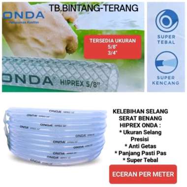 Onda Hiprex Selang Air Serat Benang Eceran Per Meter Ukuran 3/4"