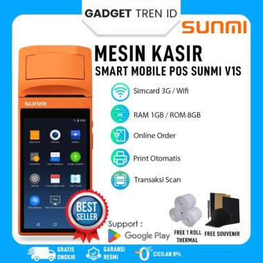 Mesin Kasir Android Portable SUNMI V1s 1/8GB POS Thermal Printer Scan Bergaransi Sunmi V1s 1/8GB