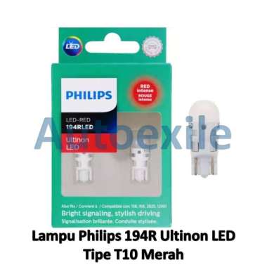 Philips Lampu Halogen LED T10 W5W 4000K 6000K 6500K Amber Putih Merah Bola Bohlam Motor Mobil Ultino