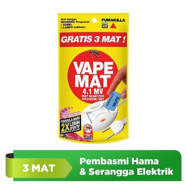 Fumakilla VAPE MAT Ekonomis Device Set Pembasmi Hama & Serangga Elektrik Blooming Floral [3 Mat] -