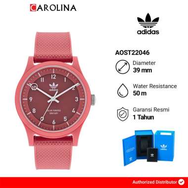 Jam Tangan Unisex ADIDAS AOST22046 Red Dial Pink Coral Rubber Strap