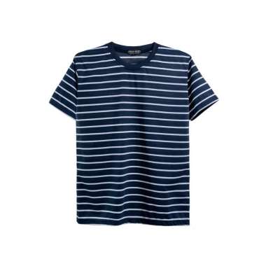 EVERNEXT - KAOS SALUR PRIA WANITA KAOS STRIPE BELANG GARIS HORIZONTAL KAOS DISTRO PREMIUM UNISEX NAV