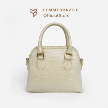 Femmebravile Sling Bag Tas Selempang Wanita Fashion Women Shoulder bag Femo S Croco Bag Cream