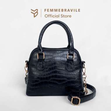 Femmebravile Sling Bag Tas Selempang Wanita Fashion Women Shoulder bag Femo S Croco Bag Black