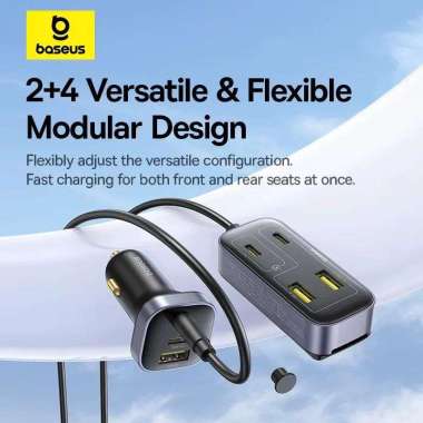 Car Charger Baseus Backseat USB Type-C Charger Mobil 3USB + 3Type C