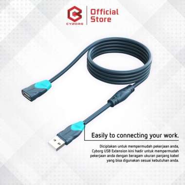 CYBORG Cable USB Extender Active USB 2.0 Extension Aktif v2.0 Male To Female 3 Meter