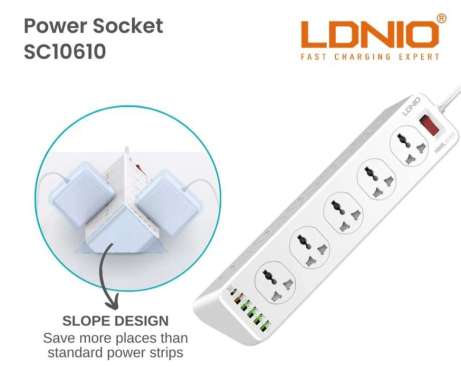 STOP KONTAK LDNIO COLOKAN LISTRIK SC10610 10 OUTLET POWER SOCKET 5 USB