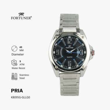Fortuner Jam Tangan Analog Pria Water Resistant Rantai Huy SILVER KUNING