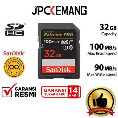 JPC KEMANG Sandisk SDXC Extreme Pro 32GB UHS-I 100MB/s Sandisk SDHC 32 GB GARANSI RESMI