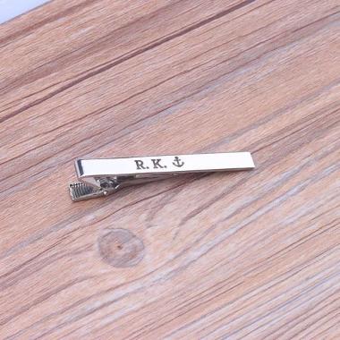 houseofcuff custom jepit dasi Pin tie custom huruf logo wedding Silver