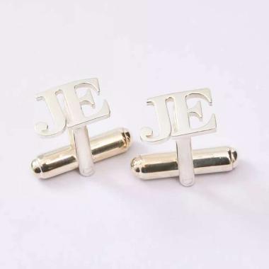 houseofcuff custom cufflinks wedding kancing manset inisial huruf SILVER