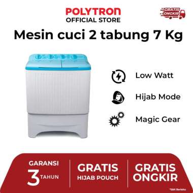 Polytron Mesin Cuci 2 Tabung PWM 7073 - Kapasitas 7 Kg