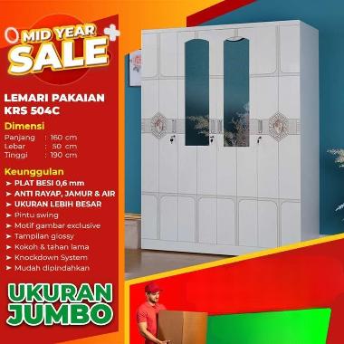 Lemari Pakaian Besi | Lemari Baju 4 Pintu KRS 504C-Karsindo