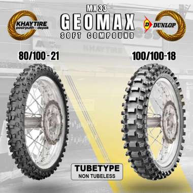 Sepasang Ban Motor TRAIL // DUNLOP GEOMAX MX33 80/100-21 & 100/100-18 NON TUBELESS