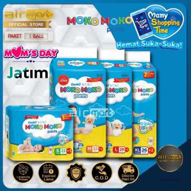 Popok Bayi Tipe Celana GENKI MOKOMOKO Moko Moko Pants Diapers M32+2/ L28+2/ XL26+2 M34