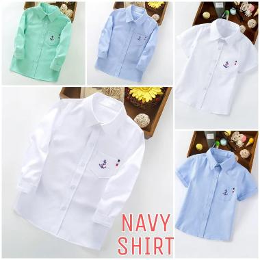 BAJUKIDDIE NAVY SHIRT KEMEJA PUTIH LENGAN PENDEK PANJANG ANAK COWOK 160 lengan panjang blue