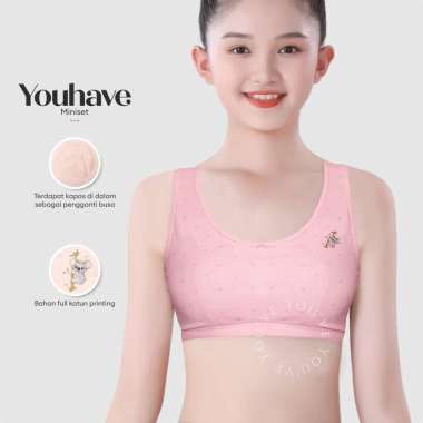 You’ve (YouHave) Miniset BH Mini Set Miniset Wanita Remaja Bra Sport Miniset Anak Remaja 100088 Grey