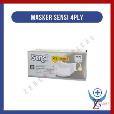 Masker Sensi 4 Ply Double Filter Surgical Mask Sebox Isi 20 Pcs