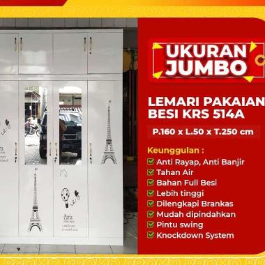 PROMO MARET ~ Lemari Pakaian Besi Jumbo 4 Pintu KRS 514-A