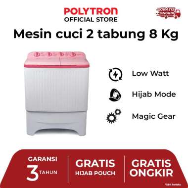 Mesin Cuci Polytron 2 Tabung PWM-8073 Kapasitas 8 Kg