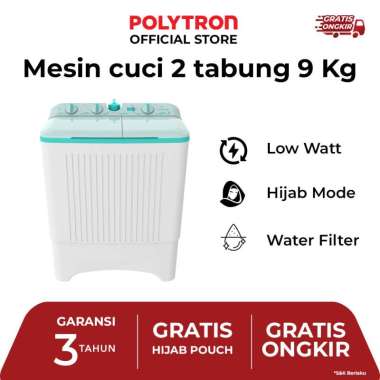 POLYTRON Mesin Cuci 2 Tabung 9 Kg Primadona Giant Series Hijab PWM 9076G