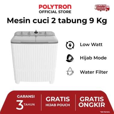 POLYTRON Mesin Cuci 2 Tabung 9 Kg Primadona Giant Series Hijab PWM 9076Y