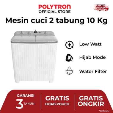 POLYTRON Mesin Cuci 2 Tabung 10 Kg Primadona Giant Series Hijab PWM 1076Y