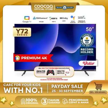 COOCAA TV 50 inch Y72 - 4K GOOGLE TV - EYE CARE - Google Assistant - Dolby Audio - Low Blue Light - 