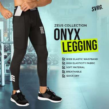SVARGA ONYX Celana Legging Sport Pria – Celana Spandex Strit Olahraga Pria L