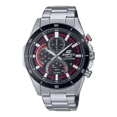 Jam Tangan Pria Casio Edifice EFS-S610DB-1AVUDF Chronograph Slim Red Line Black Dial Stainless Steel