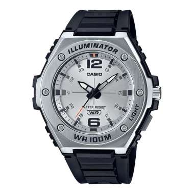 Jam Tangan Pria Casio General MWA-100H-7AVDF Illuminator Silver Dial Black Resin Band Hitam