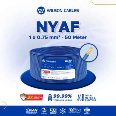 Wilson Cables - Kabel Listrik Tembaga / NYAF 0.75 mm2 / 50 Meter Biru