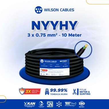NYYHY 3x0.75 mm2 - Kabel Listrik Tembaga Wilson Cables 10 Meter