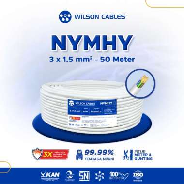 Wilson Cables - Kabel Listrik Tembaga / NYMHY 3 X 1.5 mm2/ 50 Meter Hitam
