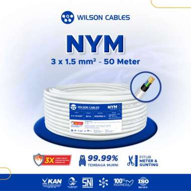 Kabel NYM 3x1.5 mm2 Putih 50 Meter - Kabel Listrik Tembaga Wilson Cables Roll 50 Meter
