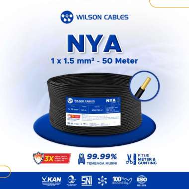Wilson Cables - Kabel Listrik Tembaga / NYA 1.5 mm2 / 50 Meter Biru - Roll 50 Meter