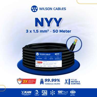 NYY 3x1.5 mm2 50 Meter Hitam - Kabel Listrik Tembaga Wilson Cables