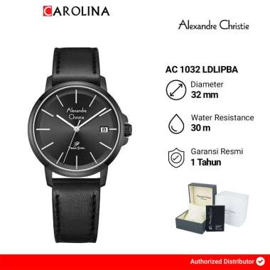 Jam Tangan Wanita Alexandre Christie Primo Steel AC 1032 LDLIPBA Black Dial Black Leather Strap