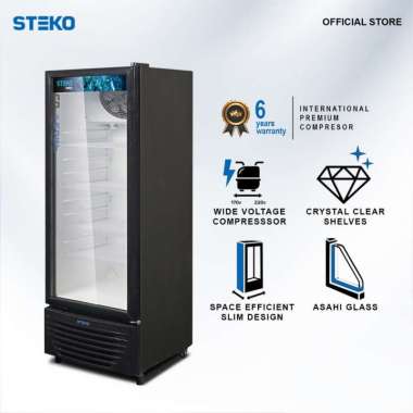 STEKO LG 250 LEMARI PENDINGIN SHOWCASE 4 RAK 220 L - KHUSUS JABODETABEK hitam