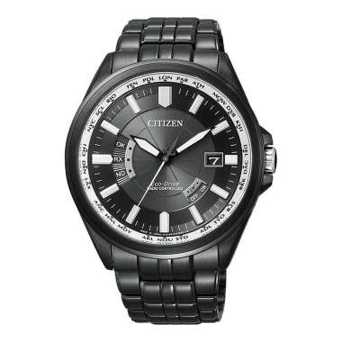 Jam Tangan Pria Citizen Eco Drive CB0014-52E Radio Controlled Black Dial Black IP Steel Strap Hitam