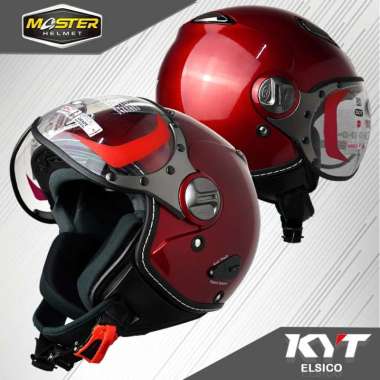 HELM KYT ELSICO RED MERAH CABE ORIGINAL HALF FACE M MAROON