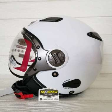 HELM KYT ELSICO RED MERAH CABE ORIGINAL HALF FACE XL WHITE