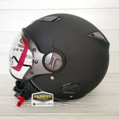 HELM KYT ELSICO RED MERAH CABE ORIGINAL HALF FACE XL BLACK DOFF