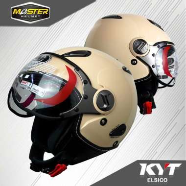 HELM KYT ELSICO RED MERAH CABE ORIGINAL HALF FACE XL CREAM