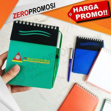 Promosi Memo Buku Catatan Kecil + Pulpen Plastik Cetak logo