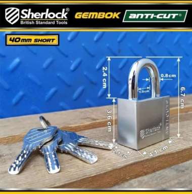 GEMBOK ANTI CAIRAN SETAN ANTICUT 40MM PENDEK SHERLOCK
