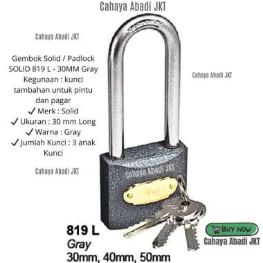 GEMBOK SOLID 30MM 819-30 L GREY Panjang