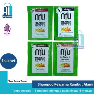 NYU Henna Shampoo Hair Colour Pewarna Rambut Penghilang uban Halal Blue Black