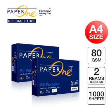 PaperOne Kertas A4 80gr All Purpose 2 Rim (1000 lembar) Kertas HVS A4 Kertas Fotocopy