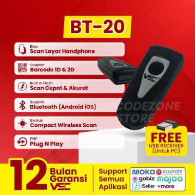 2D VSC BT-20 MINI PORTABLE WIRELESS BLUETOOTH BARCODE LASER SCANNER QR